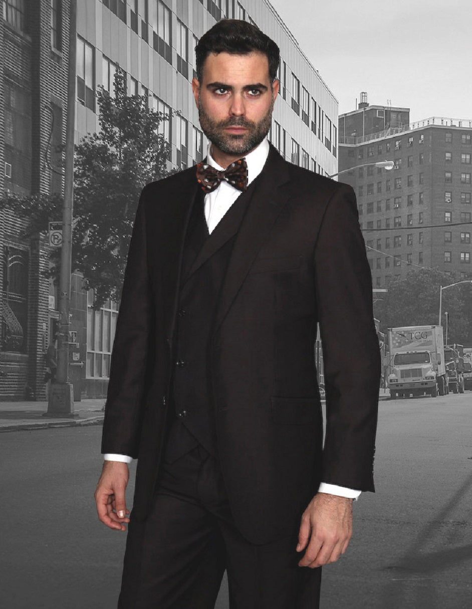 2 Button Brown Suit with Double Breasted Vest