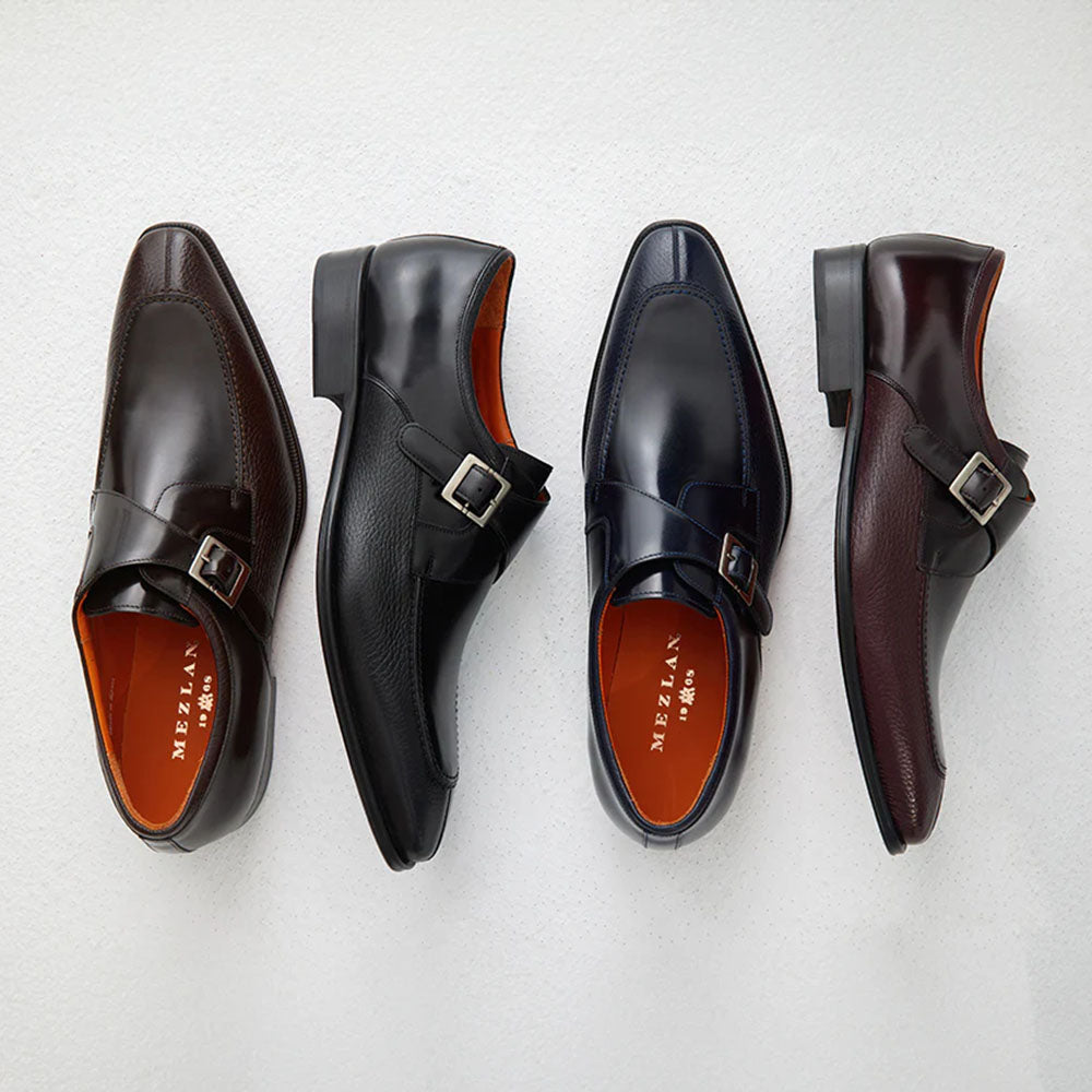 Mezlan Pego Deerskin Monk Strap Navy (21158)