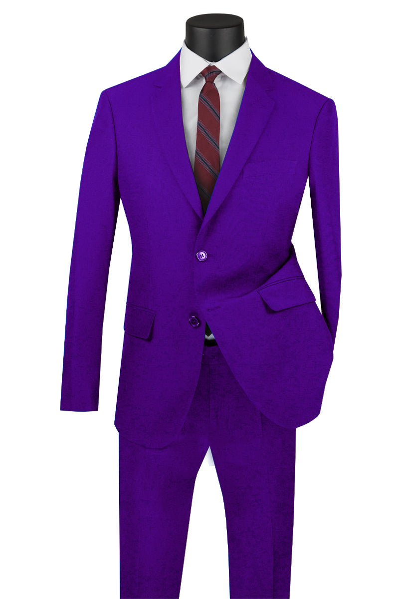 Classic 2 Button Purple Poplin Suit for Men