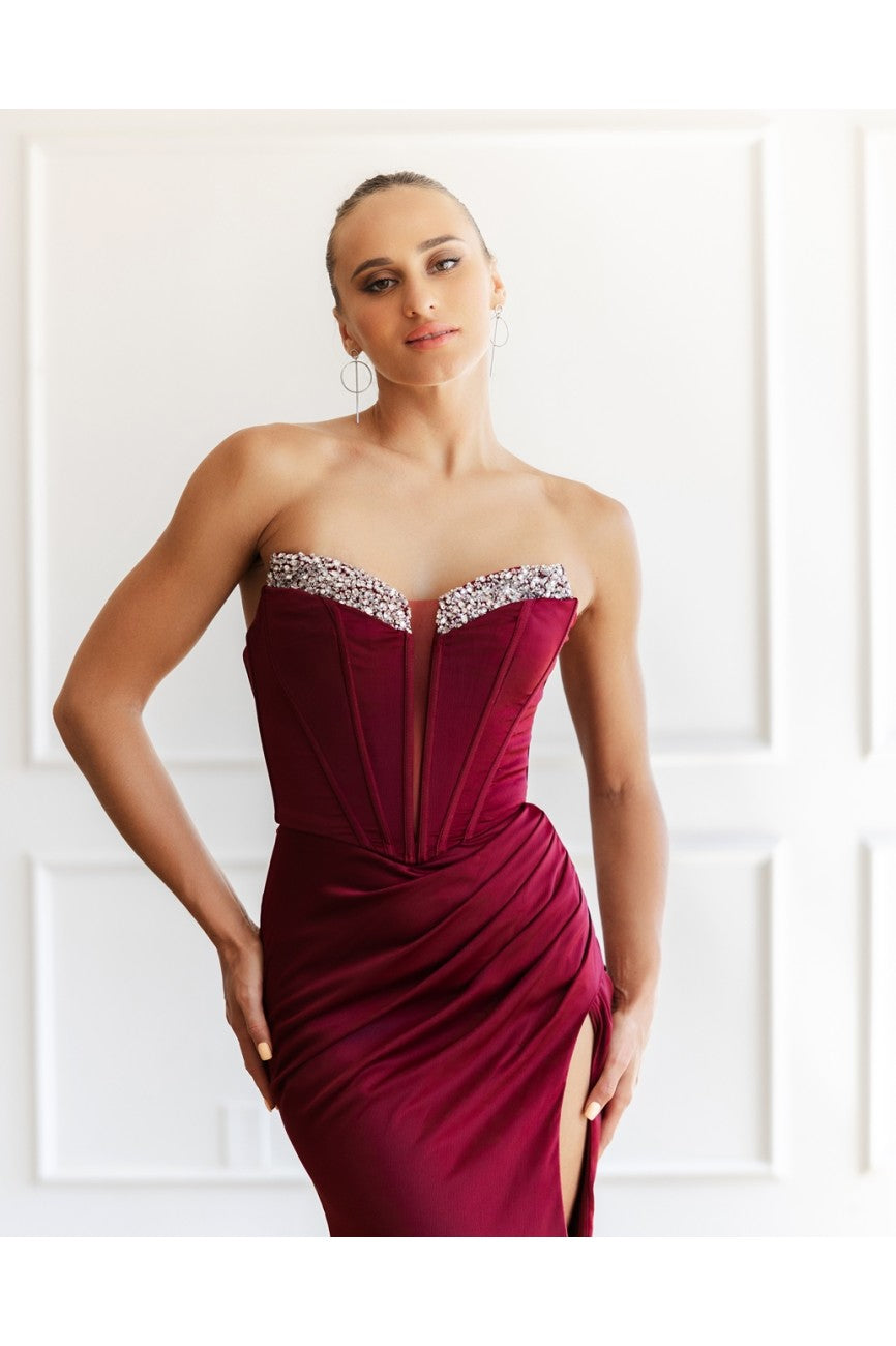 High Couture MJ1000 Prom Fitted Long Formal Corset Evening Dress