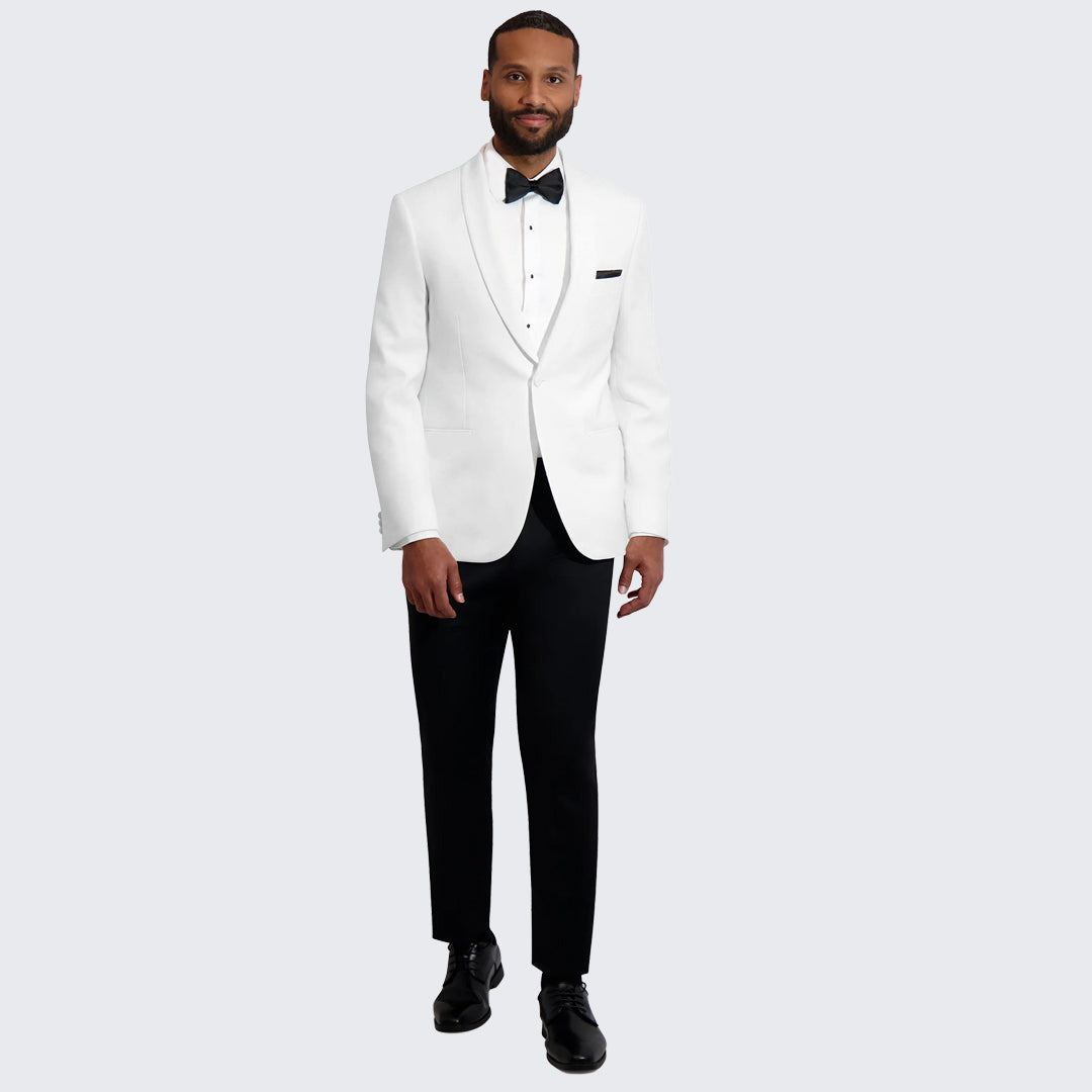 White Dinner Tuxedo Jacket with Shawl Lapel – Wedding & Prom