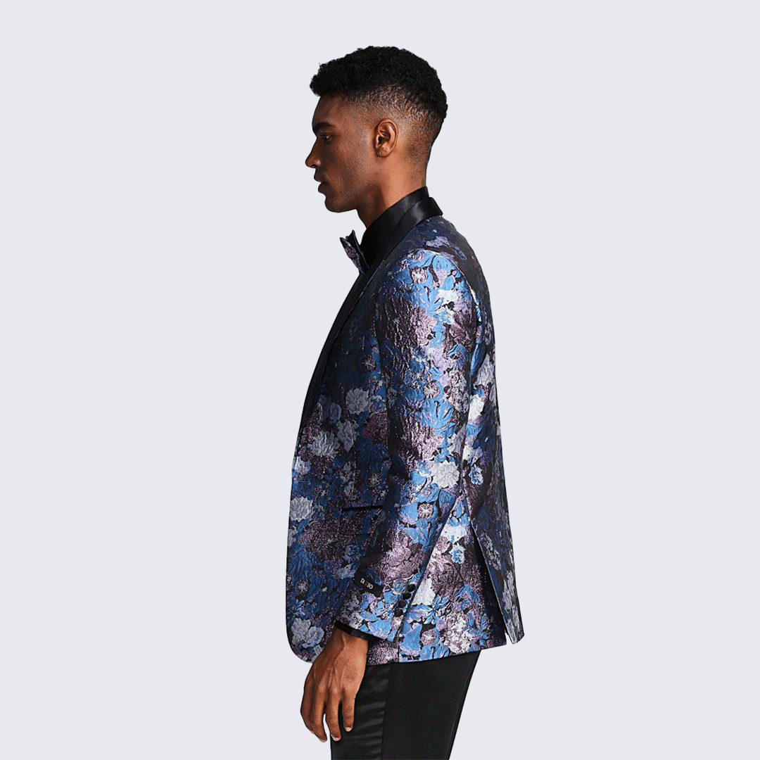 Rose & Lavender Floral Tuxedo Jacket with Shawl Lapel β Slim Fit
