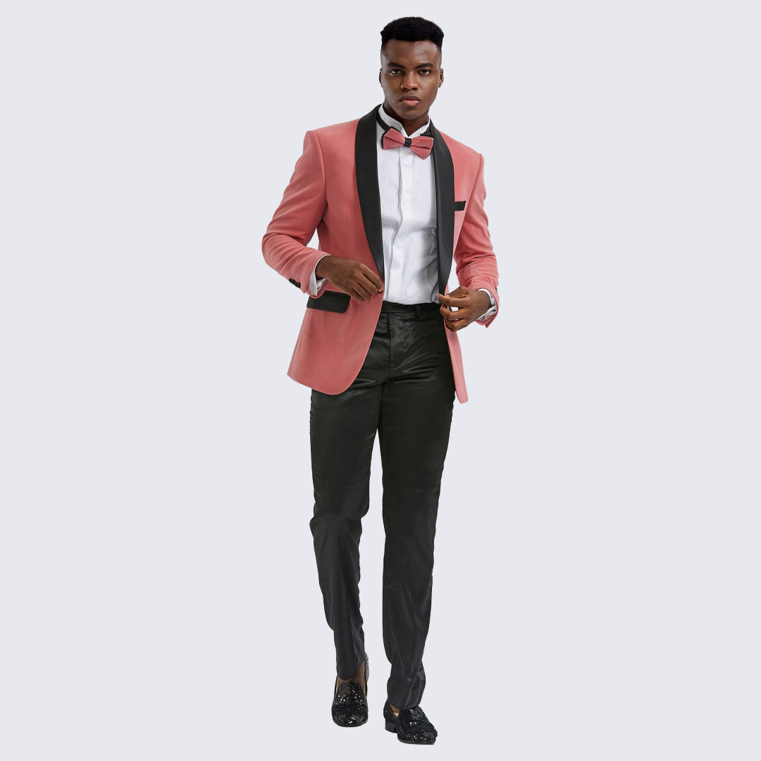 Mauve Velvet Tuxedo Jacket with Shawl Lapel – Slim Fit