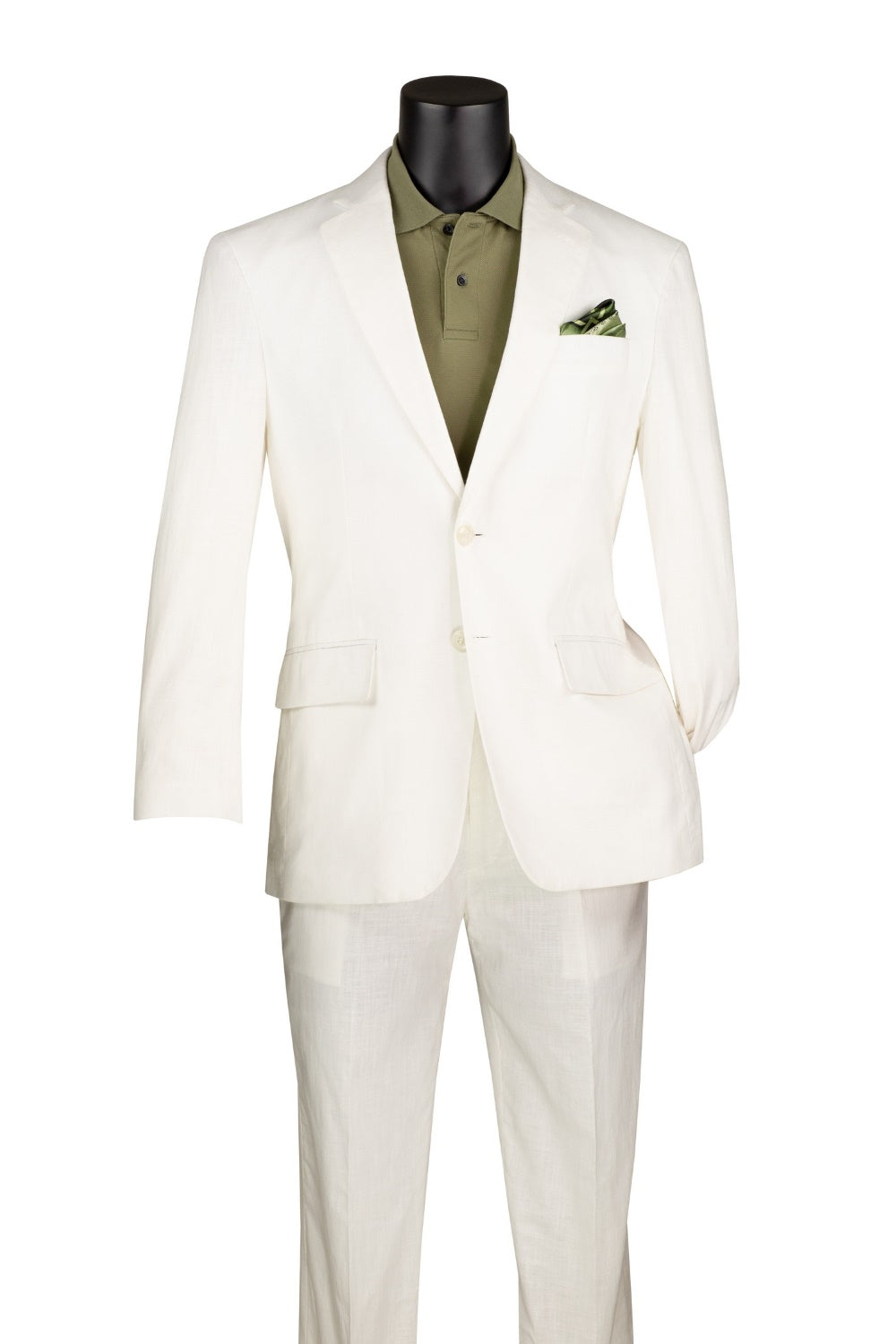 Modern Fit White Linen Blend 2-Piece Suit