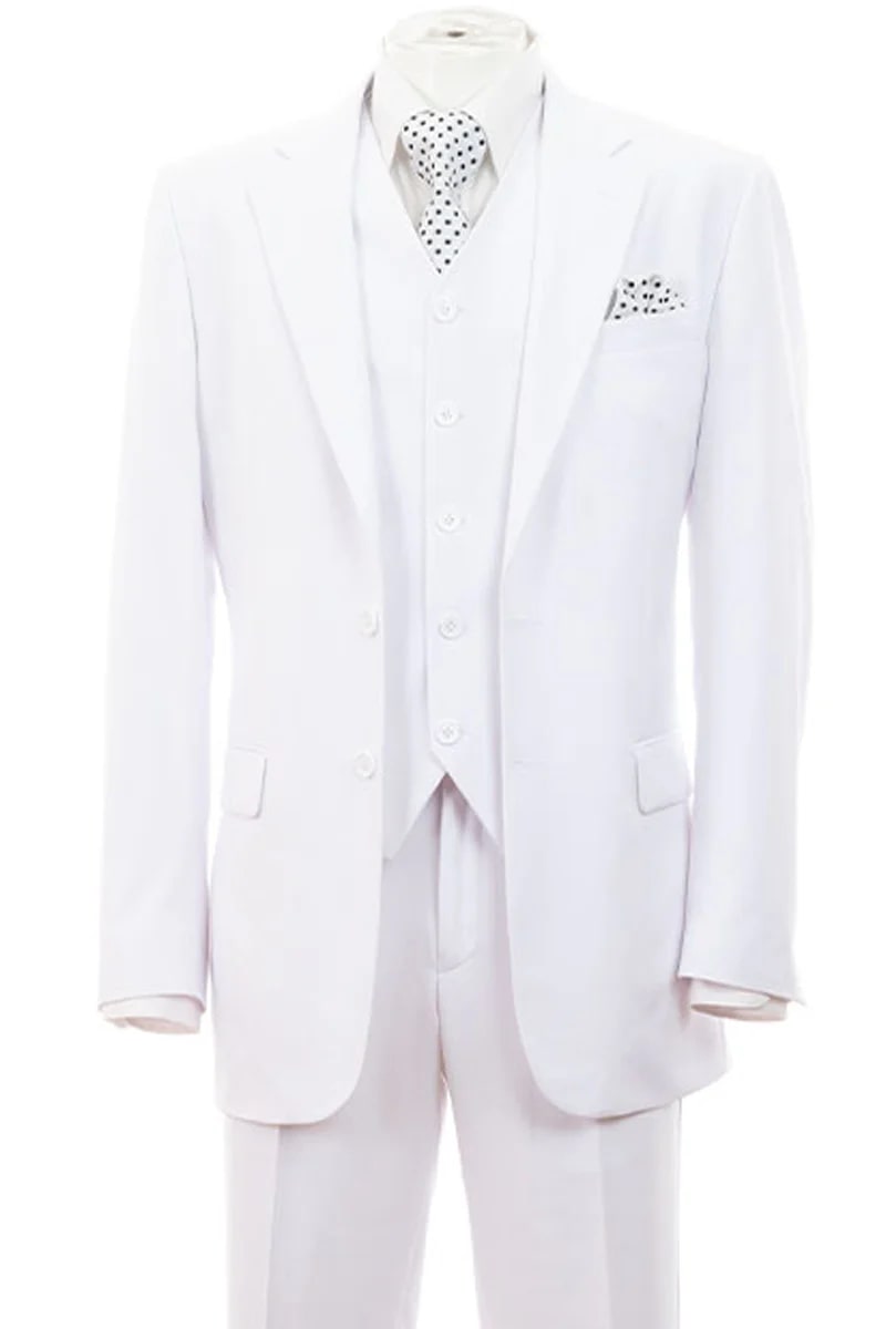 White Modern Fit 2 Button Vested Suit