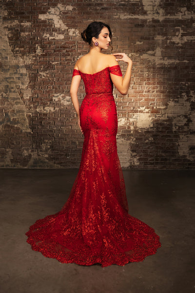 Red Quinceanera Mom Dresses Mother of the Quince Gowns by MQ2158