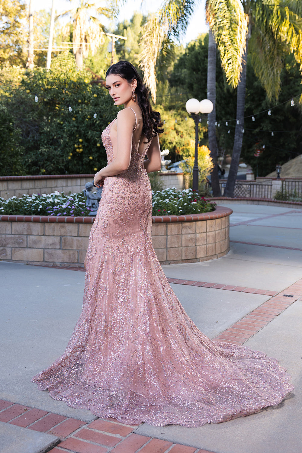 Evening Dress Deep V-Neck Fitted Mermaid Prom Gown By May Queen MQ2166