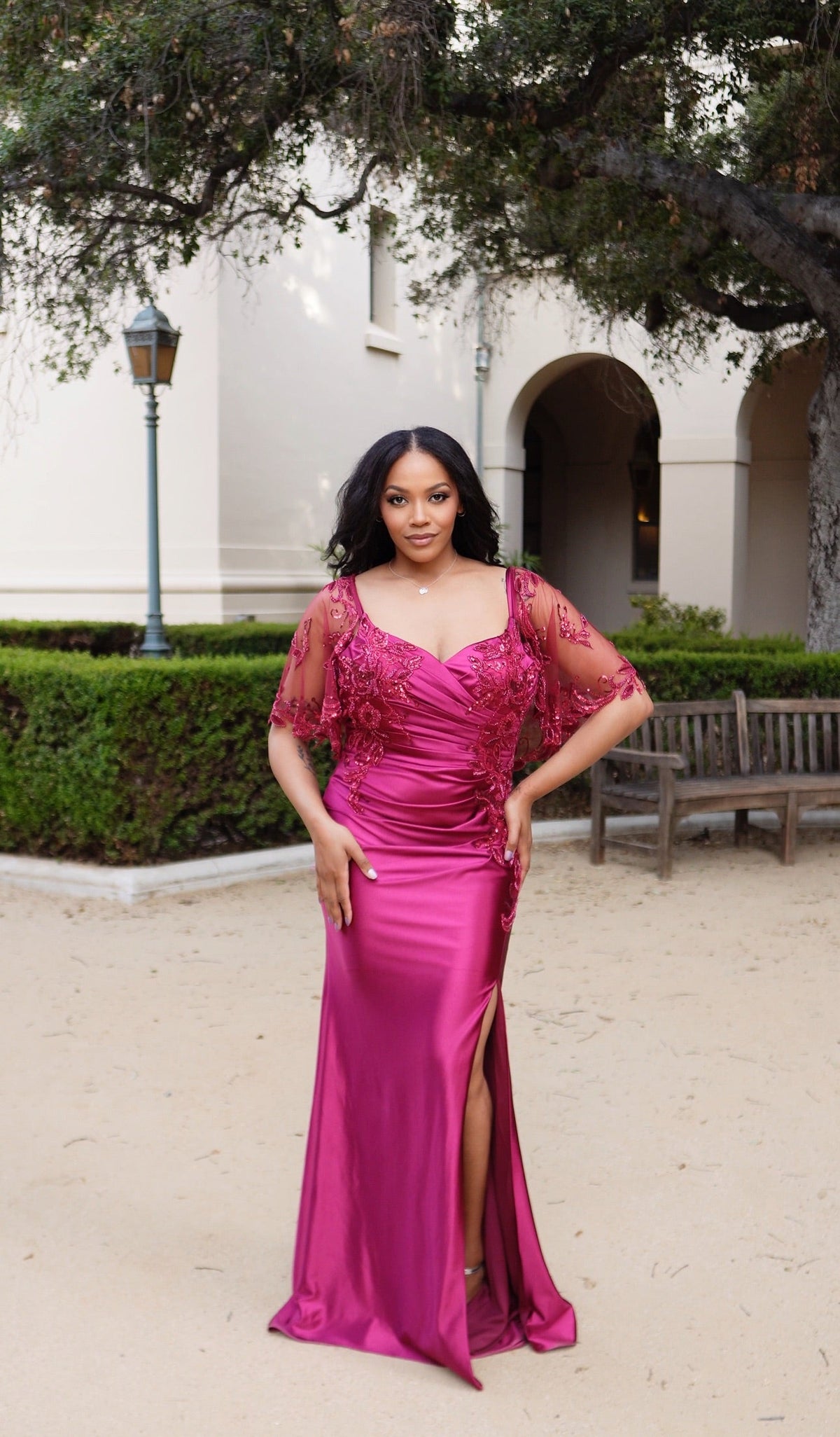 Plus Size Sequin Mermaid Mother of the Bride Gown with Sweetheart Neckline & Side Slit By May Queen MQ2173B