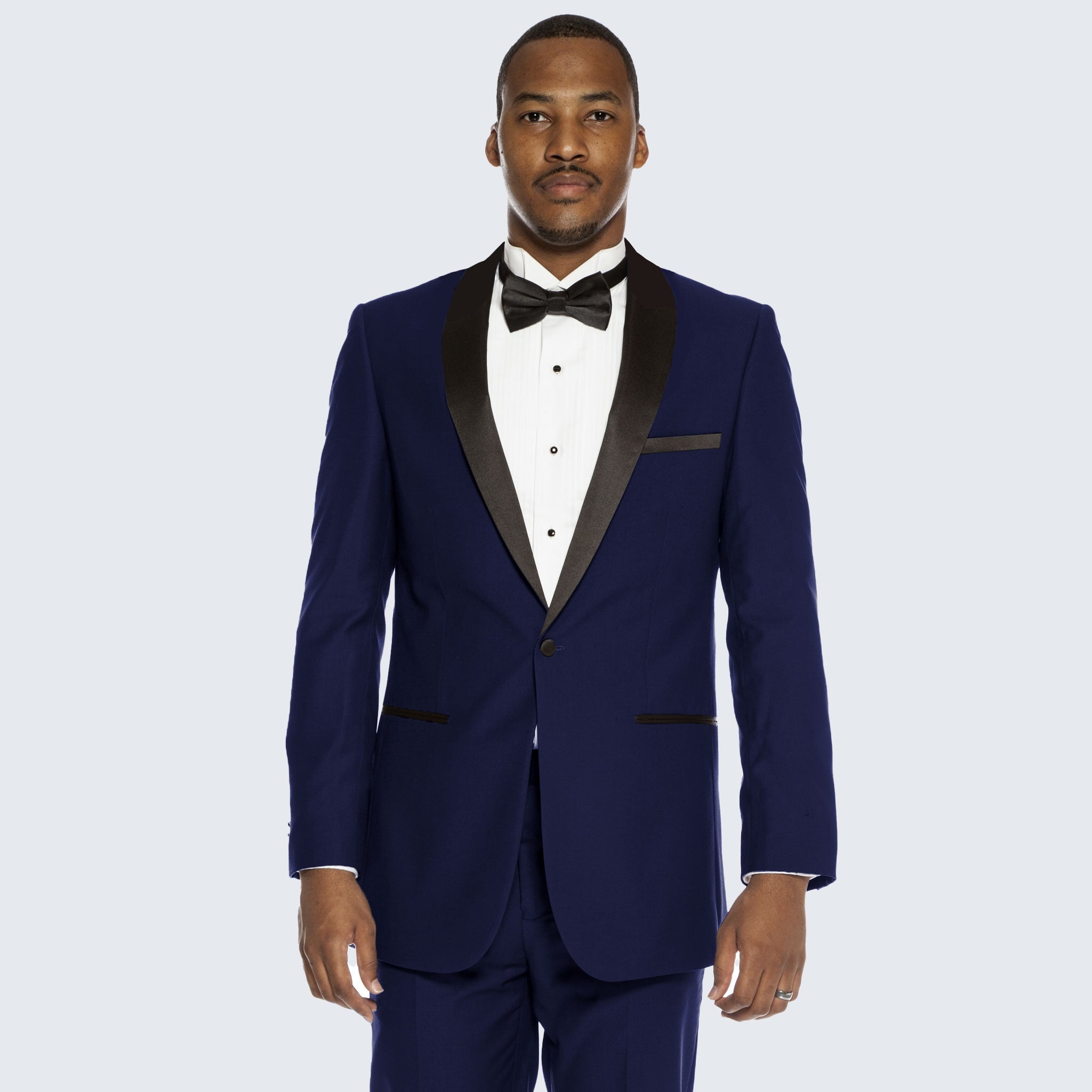 Navy Midnight Blue Tuxedo With Black Shawl Lapel Slim Fit - Wedding - Prom