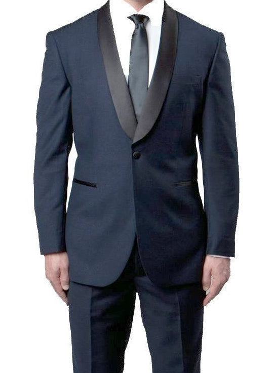 Navy Slim Fit 2 Piece Tuxedo with Satin Shawl