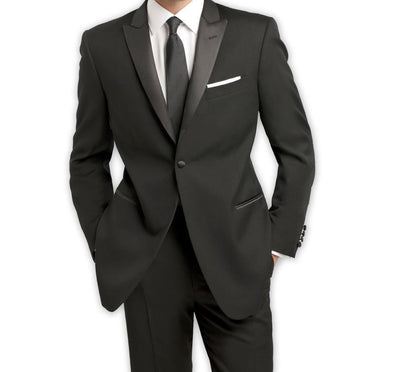 Slim Black Tuxedo with Satin Peak Lapel