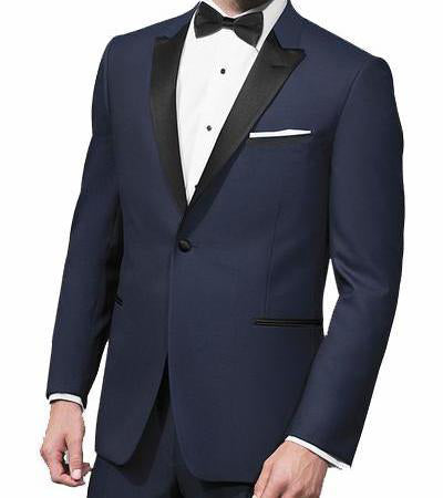 Navy Slim Fit Satin Peak Lapel Tuxedo Two-Piece