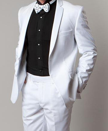 Regular Fit White Tuxedo with Slim Satin Lapel