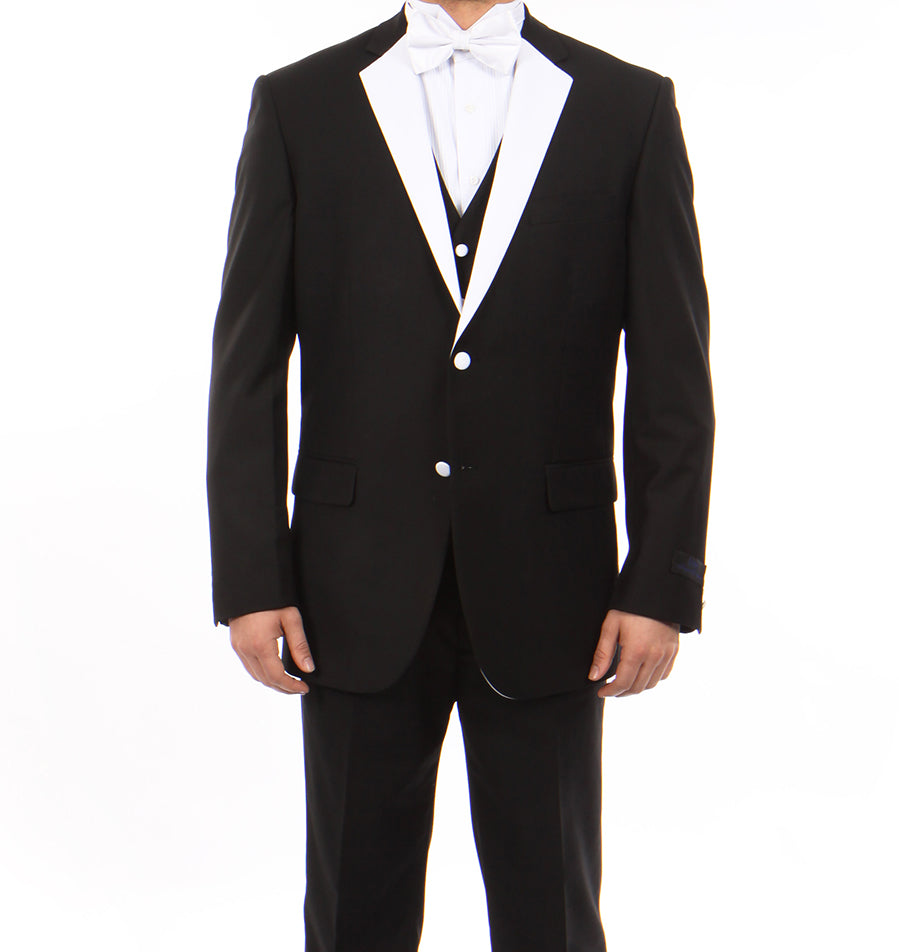 Black Tuxedo with White Lapel - 3 Piece Set