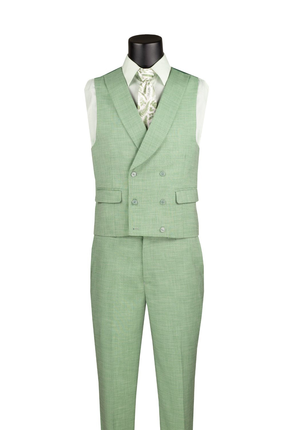 Light Green Modern Fit 3 Piece Suit and Vest