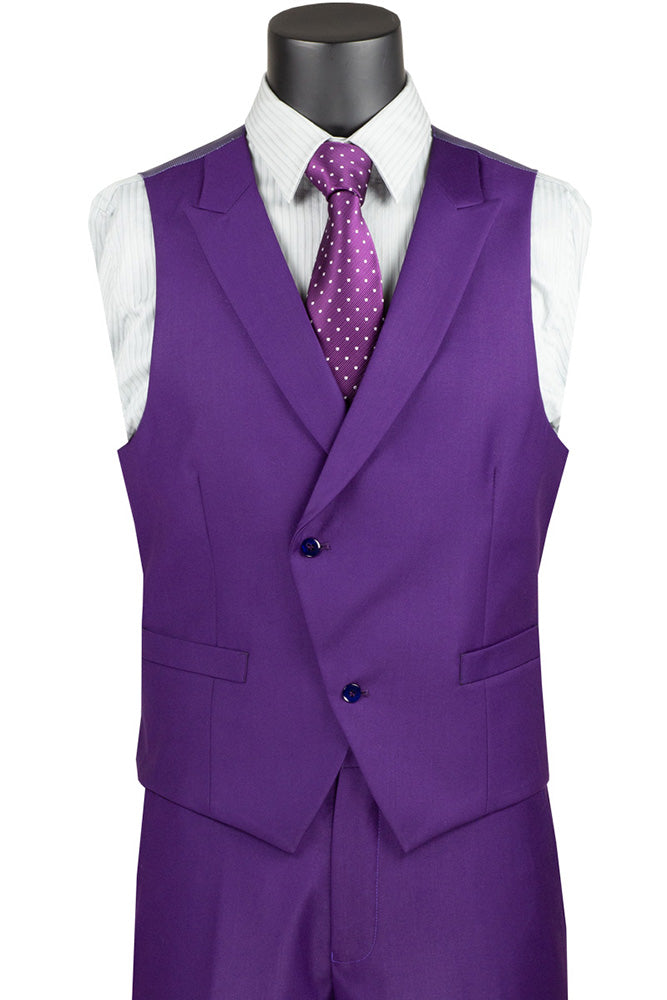Purple Modern Fit 3 Piece Suit with Vest