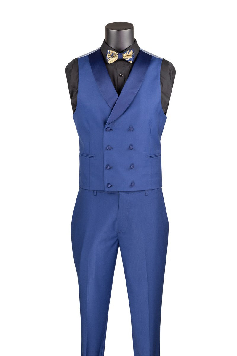 Navy Gold Modern Fit 3 Piece Suit with Matching Bow Tie