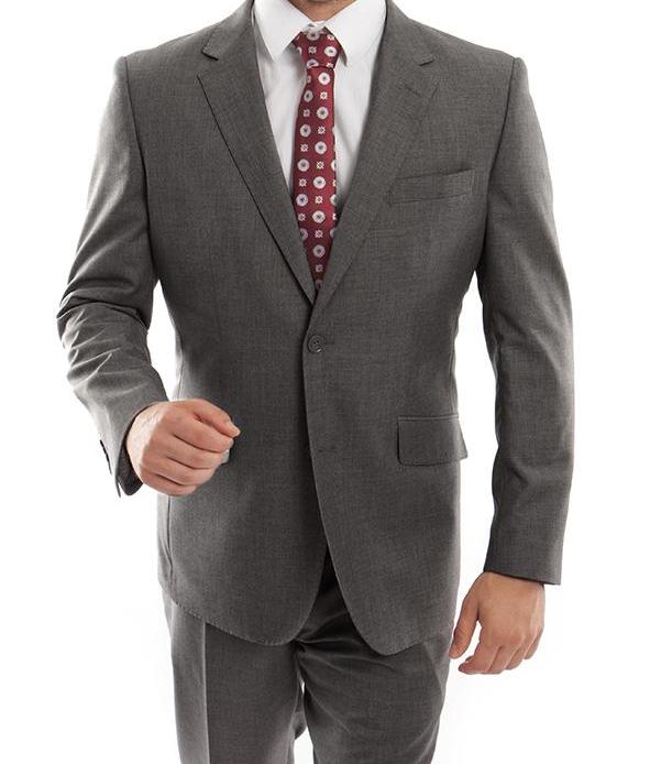 Arezzo Modern Fit Wool Suit, Italian Style, Dark Gray