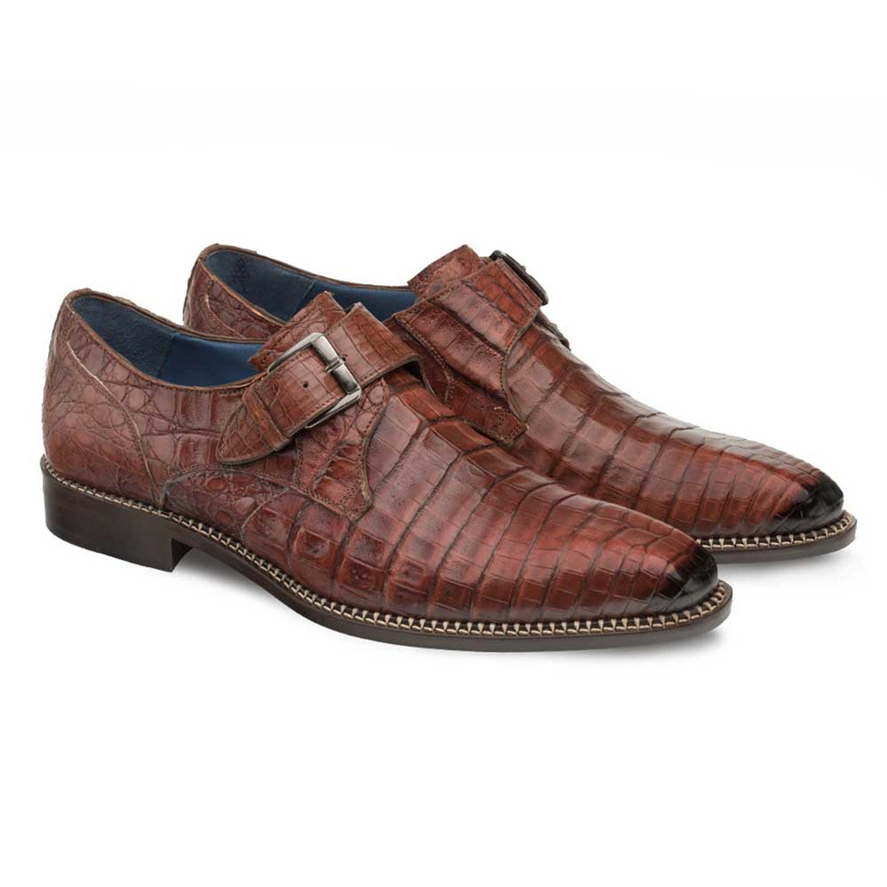 Mezlan Magnus Crocodile Monk Strap Slip On
