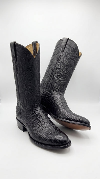 Los Altos Men’s Black Western Boots, Exotic Cowboy Dress Boots for Rodeo and Country Wear