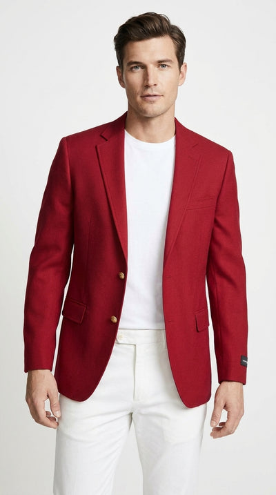Men’s Classic Burgundy 2-Button Blazer – Wedding, Church, Business and Formal Sport Coat