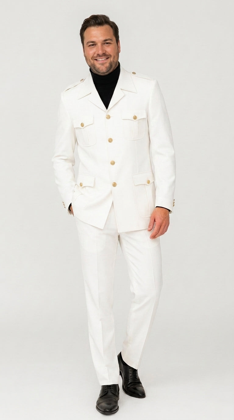 Rossi Man DUKE RM1762 Men’s White 3 Piece Suit, Modern Tailored Formal Wedding Dress Suit
