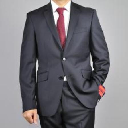 Authentic Mantoni Brand Men's Black 2-Button Slim-Fit Suit - High End Suits - High Quality Suits