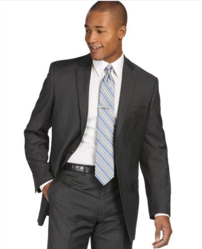 Authentic Tiglio Brand Suit, Charcoal Stripe ~ Pinstripe Slim Fit - Color: Dark Grey Suit - High End Suits - High Quality Suits