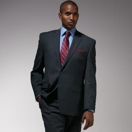 Authentic Tiglio Brand Cotton Summer Light Weight Charcoal Stripe ~ Pinstripe Suit - Color: Dark Grey Suit - High End Suits - High Quality Suits