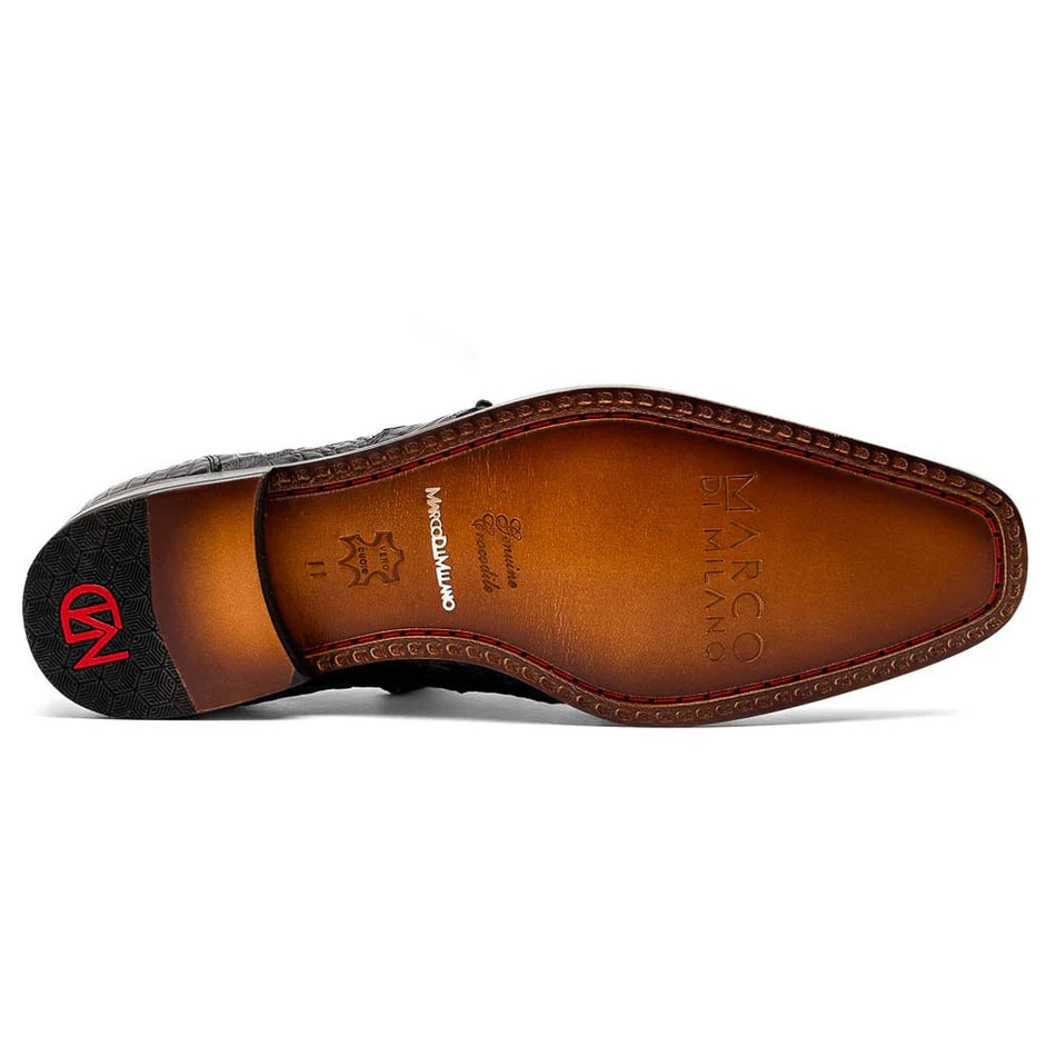 Lacio Black Caiman Crocodile Dress Derby Oxfords