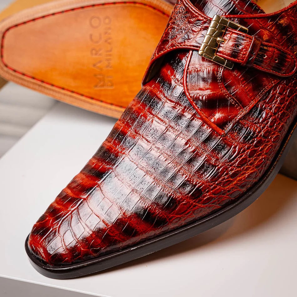 Marco Di Milano Rovigo Cognac Crocodile Monk-Strap