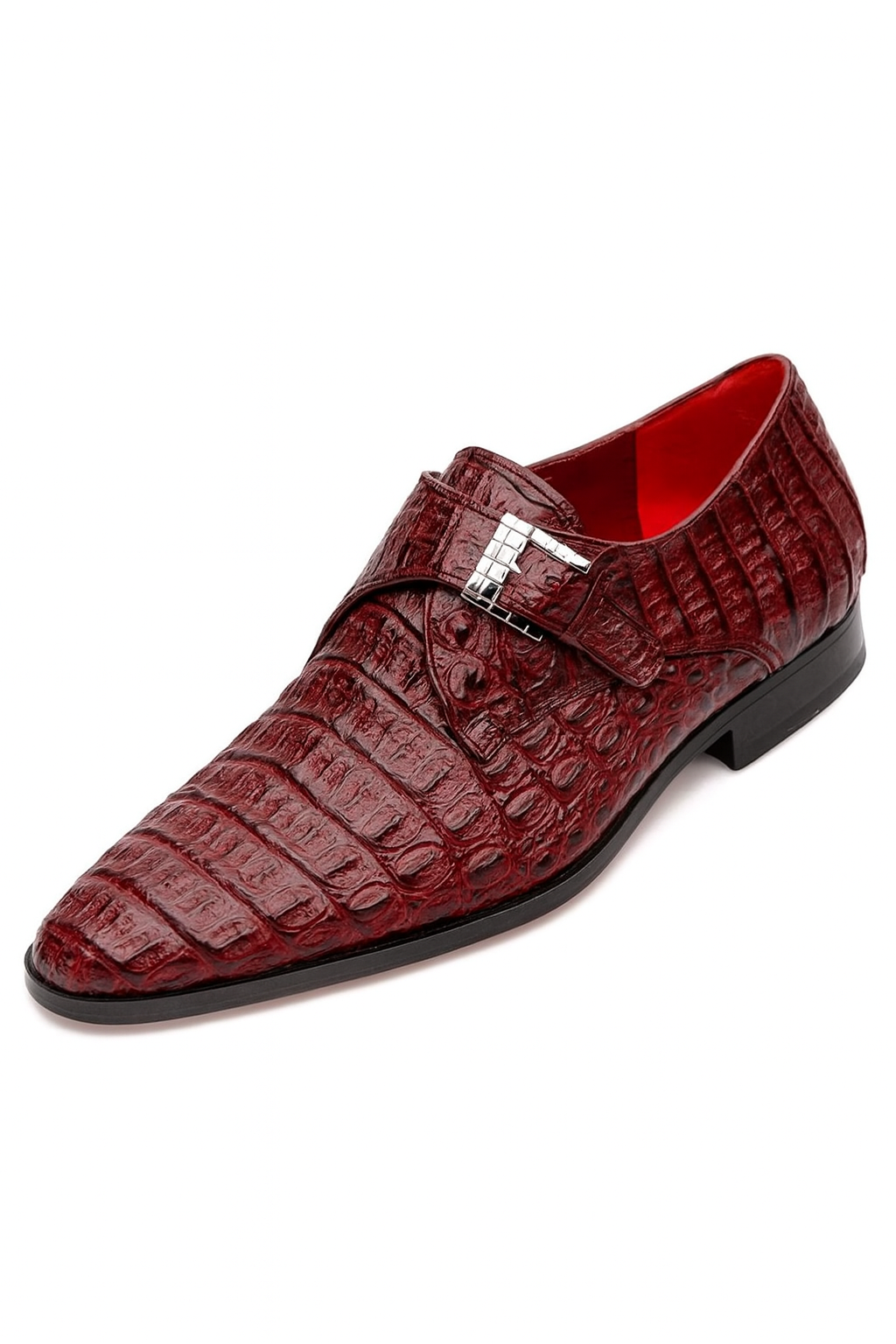 Marco Di Milano Wine Crocodile Monk Loafers