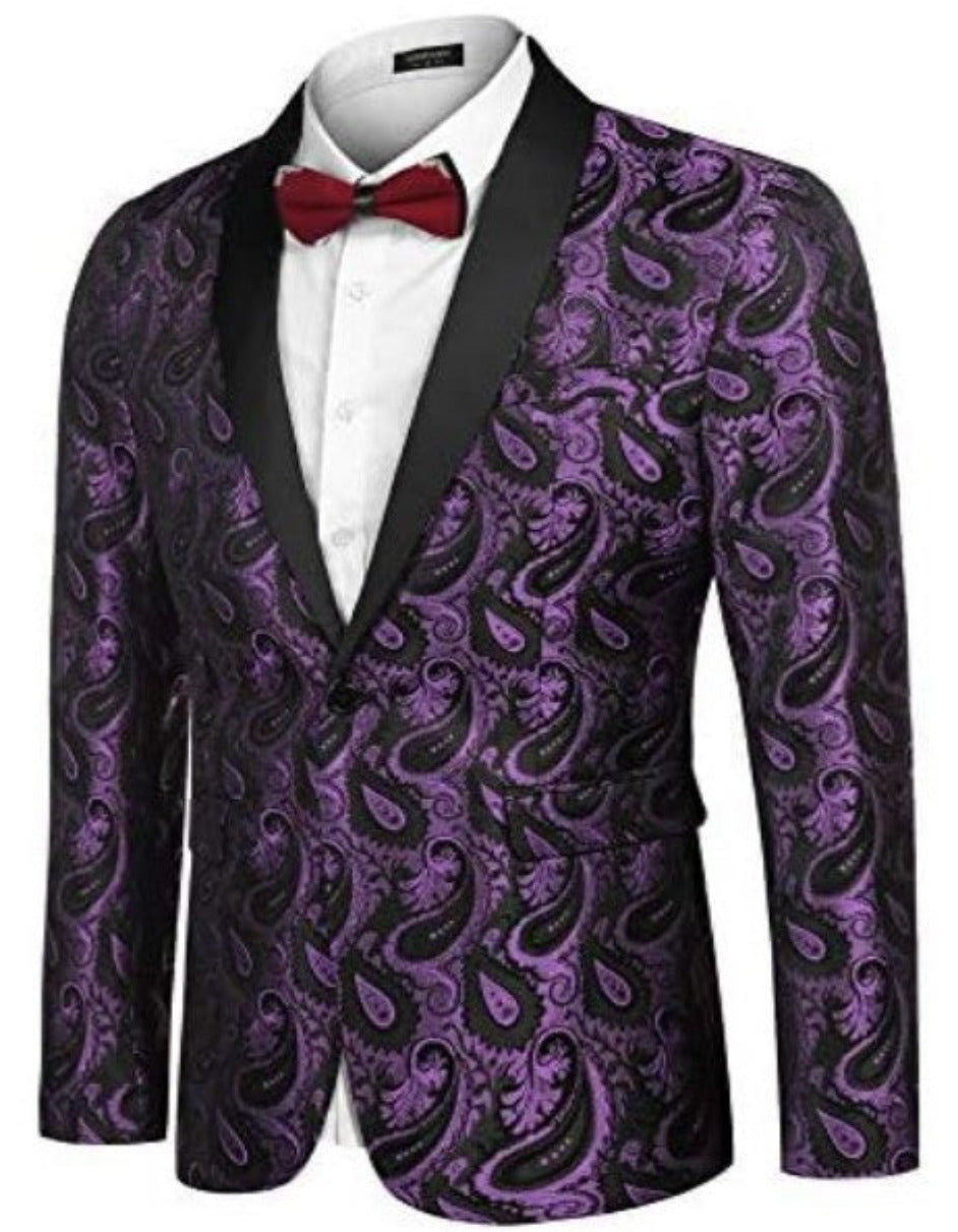 Purple Paisley Tuxedo Blazer for Mardi Gras