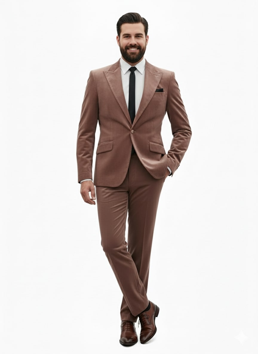 Mauve Velvet Ultra Slim Suit for Men