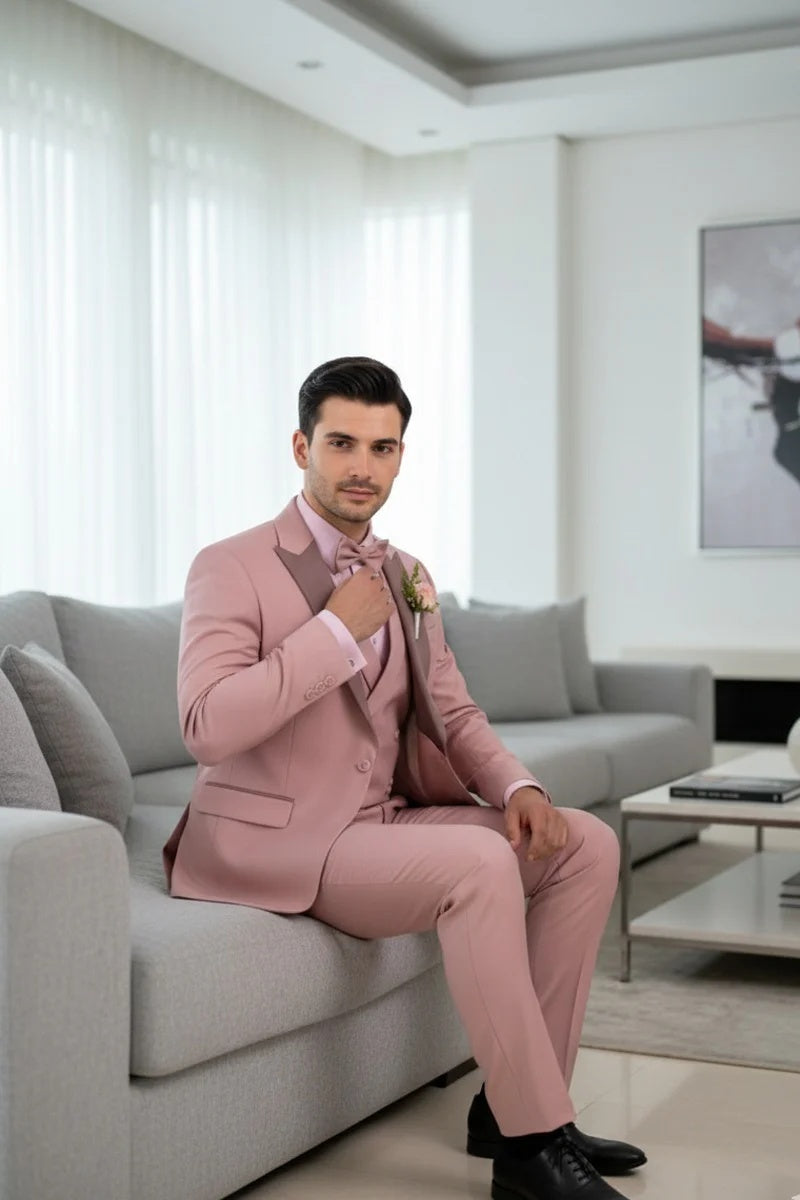 Mauve 1-Button Peak Tuxedo