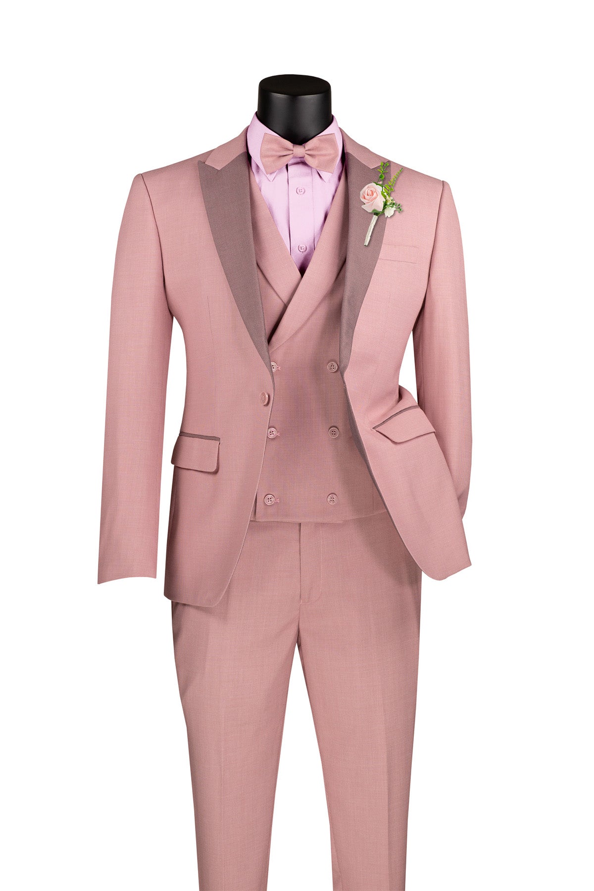 Slim Fit Mauve Tuxedo Set with Bow Tie