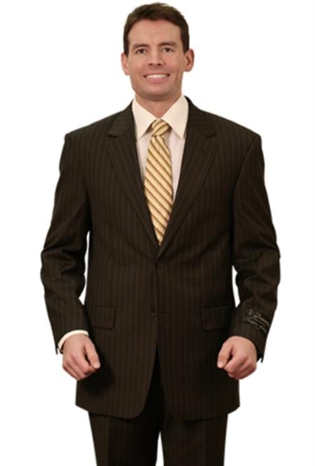 Men's Classic Pinstripe ~ Stripe Pattern Cheap Priced Business Suits Clearance Sale Black