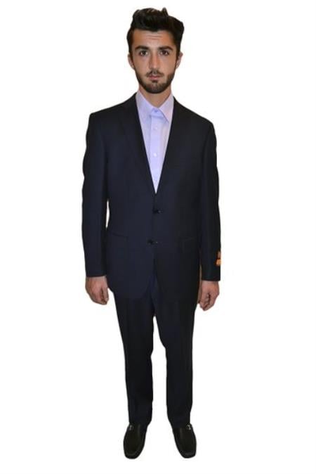 Men's Slim Fit Suit - Fitted Suit - Skinny Suit Tapered Leg Lower rise Pants & Get skinny Tuxedo Formal Suits Two Toned Black Lapel Three main image 1