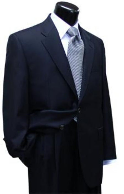 Men's 2 Button Dark Navy Blue Suit For Men Super 100s pleated Business ~ Wedding 2 piece Side Vented 2 Piece Suits For Men mensusa