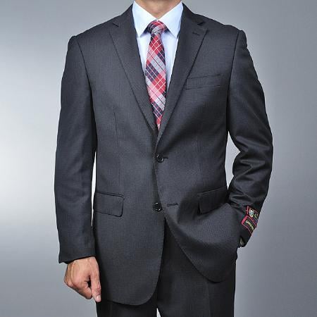 Men's 2 Button Grey Nailhead Pattern Modern 2 Piece Suits - Two piece Business suits Suit mensusa