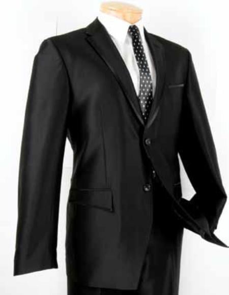 Slim Fit 2 Button 3 Piece Suit (Black) SV2T-8