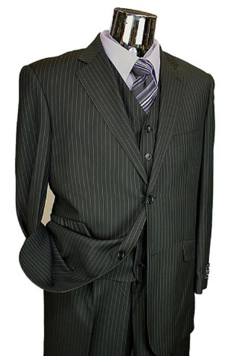 Men's Black Pinstripe Italian Design Suit main image 1