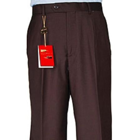 Brown, Parker, Pleated Pants Lined Trousers unhemmed unfinished bottom