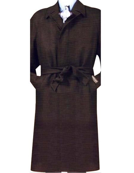 Men's Dress Coat Full Length 4 Button Hidden Button Blend Top Coat With Removable Belt black Color Men's Overcoat mensusa