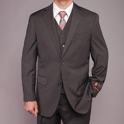 Men's Gray Teakweave 2-button Vested 2 Piece Suits - Two piece Business suits Suit mensusa