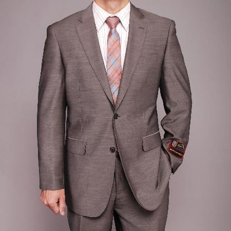 Gray Men's Two Button Front Pants Slim-fit 2 Piece Suits - Two piece Business suits Suit main image 0
