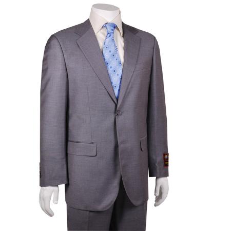 Men's Solid Grey 2-button 2 Piece Suits - Two piece Business suits Suit mensusa
