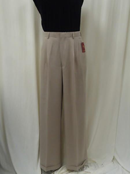 Pacelli Royal Blue Pleated Baggy Fit Dress Pants unhemmed unfinished bottom Men's Wide Leg Trousers
