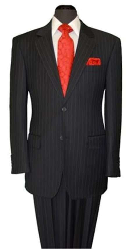 Men's Dark Navy affordable Stripe ~ Pinstripe Blue Pleated Pants Cheap Priced Business Suits Clearance Sale online sale Available in 2 or Three ~ 3 Buttons Style Regular Classic Cut main image 0