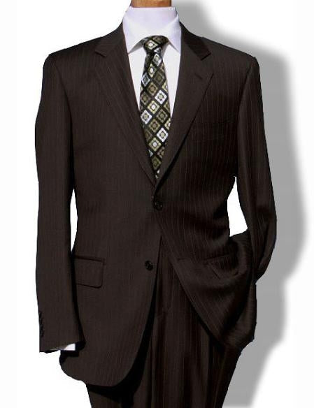 Slim Fit Cheap Priced Business Suits Clearance Sale Two Button Charcoal Stripe ~ Pinstripe - Color: Dark Grey Suit main image 1